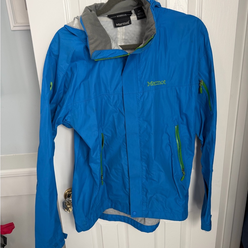 Marmot Gray Jacket with Blue Trim